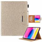For iPad 10th Gen 10.9 2022 Glitter Metal Buckle Leather Smart Tablet Case(Gold) - 1