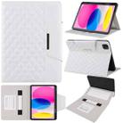 For iPad 10th Gen 10.9 2022 Grid Metal Buckle Leather Smart Tablet Case(White) - 1