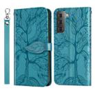 For Samsung Galaxy S23+ 5G Life Tree Embossing Pattern Leather Phone Case(Blue) - 1