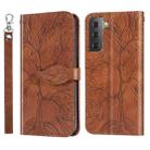 For Samsung Galaxy S23+ 5G Life Tree Embossing Pattern Leather Phone Case(Brown) - 1