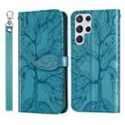 For Samsung Galaxy S23 Ultra 5G Life Tree Embossing Pattern Leather Phone Case(Blue) - 1