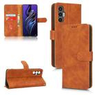 For Tecno Pova 3 Skin Feel Magnetic Flip Leather Phone Case(Brown) - 1