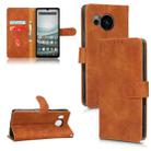 For Sharp Aquos Sense 7 Plus Skin Feel Magnetic Flip Leather Phone Case(Brown) - 1