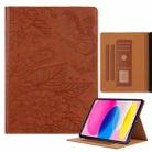 For iPad 10th Gen 10.9 2022 Butterfly Love Flower Embossed Leather Smart Tablet Case(Brown) - 1