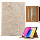 For iPad 10th Gen 10.9 2022 Butterfly Love Flower Embossed Leather Smart Tablet Case(Gold) - 1