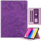 For iPad 10th Gen 10.9 2022 Butterfly Love Flower Embossed Leather Smart Tablet Case(Purple) - 1