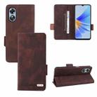 For OPPO A17 Magnetic Clasp Leather Phone Case(Brown) - 1