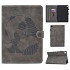 For Galaxy Tab S6 Lite Sewing Thread Horizontal Painted Flat Leather Case with Pen Cover & Anti Skid Strip & Card Slot & Holder(Gray) - 1