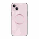 For iPhone 14 Plus Electroplating AG Frosted Magsafe Phone Case(Pink) - 1