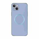 For iPhone 14 Plus Electroplating AG Frosted Magsafe Phone Case(Sierra Blue) - 1