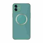 For iPhone 11 Electroplating AG Frosted Magsafe Phone Case(Green) - 1