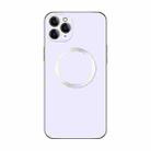 For iPhone 11 Pro Max Electroplating AG Frosted Magsafe Phone Case(White) - 1