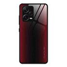 For Xiaomi Redmi Note 12 Pro+ China Texture Gradient Glass TPU Phone Case(Red) - 1