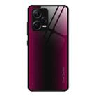 For Xiaomi Redmi Note 12 Pro+ China Texture Gradient Glass TPU Phone Case(Rose Red) - 1