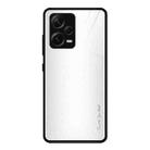 For Xiaomi Redmi Note 12 Pro+ China Texture Gradient Glass TPU Phone Case(White) - 1