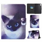 For iPad 10th Gen 10.9 2022 Electric Pressed Colored Drawing Smart Leather Tablet Case(Blue Eyed Cat) - 1