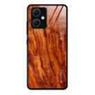 For Xiaomi Redmi Note 12 China Wood Grain Glass TPU Phone Case(Light Brown) - 1