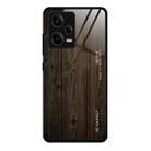 For Xiaomi Redmi Note 12 Pro 5G China Wood Grain Glass TPU Phone Case(Black) - 1