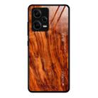For Xiaomi Redmi Note 12 Pro 5G China Wood Grain Glass TPU Phone Case(Light Brown) - 1