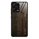 For Xiaomi Redmi Note 12 Pro+ China Wood Grain Glass TPU Phone Case(Black) - 1