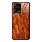 For Xiaomi Redmi Note 12 Pro+ China Wood Grain Glass TPU Phone Case(Light Brown) - 1