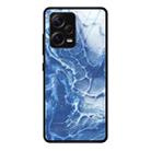 For Xiaomi Redmi Note 12 Pro+ China Marble Pattern Glass Phone Case(Blue Ocean) - 1
