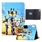 For iPad 10th Gen 10.9 2022 Electric Pressed Colored Drawing Smart Leather Tablet Case(Glasses Giraffe) - 1