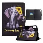 For iPad 10th Gen 10.9 2022 Electric Pressed Colored Drawing Smart Leather Tablet Case(Flower Elephant) - 1