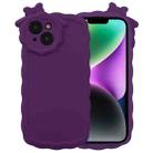 For iPhone 13 Bowknot Liquid Silicone Phone Case(Purple) - 1