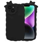 For iPhone 13 Bowknot Liquid Silicone Phone Case(Black) - 1