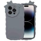 For iPhone 13 Pro Bowknot Liquid Silicone Phone Case(Grey) - 1