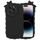 For iPhone 13 Pro Bowknot Liquid Silicone Phone Case(Black) - 1