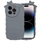 For iPhone 13 Pro Max Bowknot Liquid Silicone Phone Case(Grey) - 1