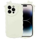 For iPhone 13 Pro Max Bowknot Liquid Silicone Phone Case(White) - 1