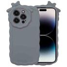 For iPhone 12 Pro Bowknot Liquid Silicone Phone Case(Grey) - 1