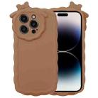 For iPhone 11 Pro Max Bowknot Liquid Silicone Phone Case(Brown) - 1