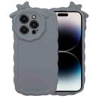 For iPhone 11 Pro Max Bowknot Liquid Silicone Phone Case(Grey) - 1