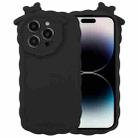 For iPhone 11 Pro Max Bowknot Liquid Silicone Phone Case(Black) - 1