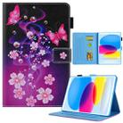 For iPad 10th Gen 10.9 2022 Colored Drawing Leather Smart Tablet Case(Dual Pink Butterflies) - 1