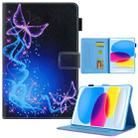 For iPad 10th Gen 10.9 2022 Colored Drawing Leather Smart Tablet Case(Dual Purple Butterflies) - 1