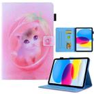 For iPad 10th Gen 10.9 2022 Colored Drawing Leather Smart Tablet Case(Pink Cat) - 1