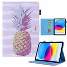 For iPad 10th Gen 10.9 2022 Colored Drawing Leather Smart Tablet Case(Gold Pineapple) - 1