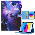 For iPad 10th Gen 10.9 2022 Colored Drawing Leather Smart Tablet Case(Purple Butterflies) - 1