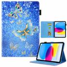 For iPad 10th Gen 10.9 2022 Colored Drawing Leather Smart Tablet Case(Gold Butterfly) - 1