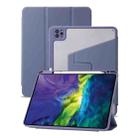 For iPad Pro 11 2022 / 2021 / 2020 / 2018 / Air 2022 / 2020 10.9 3-Fold 360 Rotation Acrylic Leather Smart Tablet Case(Lavender Purple Gray) - 1