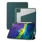 For iPad Air 13 2024 / Pro 12.9 2022/2021/2020/2018 3-Fold 360 Rotation Acrylic Leather Smart Tablet Case(Deep Green) - 1