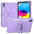 For iPad 10th Gen 10.9 2022 Butterfly Kickstand Heavy Duty Hard Rugged Tablet Case(Light Purple) - 1