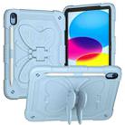 For iPad 10th Gen 10.9 2022 Butterfly Kickstand Heavy Duty Hard Rugged Tablet Case(Ice Blue) - 1