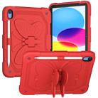 For iPad 10th Gen 10.9 2022 Butterfly Kickstand Heavy Duty Hard Rugged Tablet Case(Red) - 1