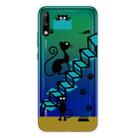 For Huawei P40 Lite E Shockproof Painted Transparent TPU Protective Case(Cat) - 1